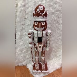 Festive Brown and White Nutcracker Handpainted